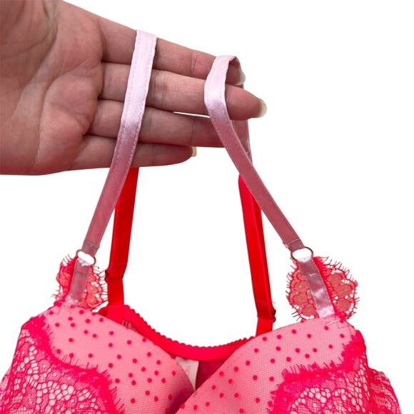 Victoria’s Secret Hot Pink Ruffle Push-Up Babydoll 36D Romantic Valentine Y2K - Picture 5 of 8